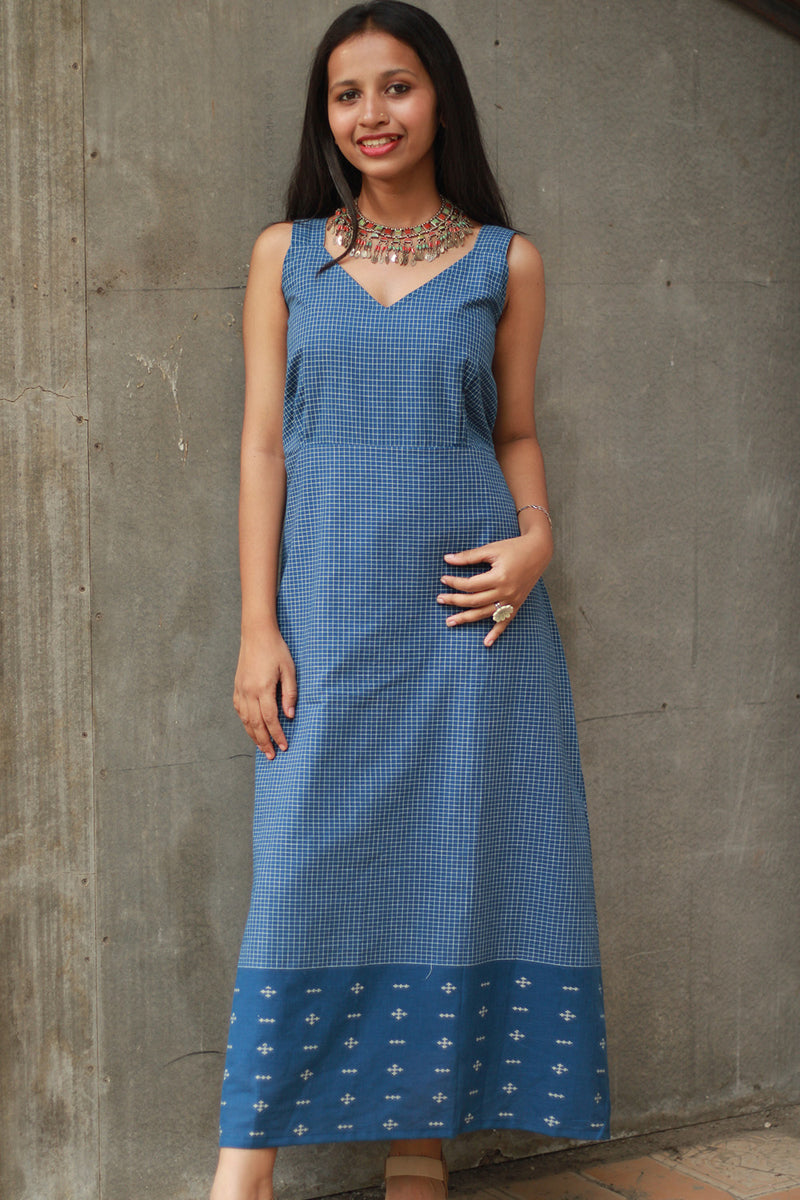 Mili | Sleeveless Dress | Blue Checks