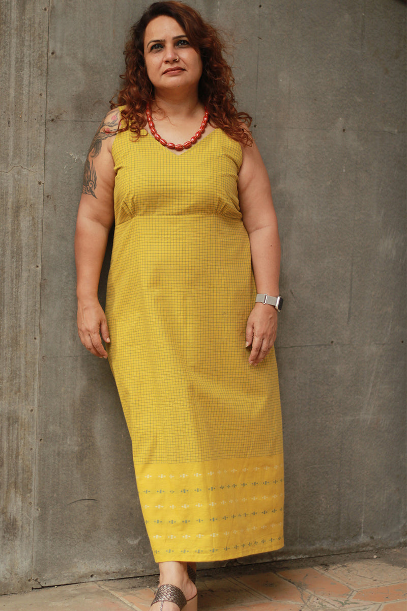Mili | Sleeveless Dress | Ochre Checks