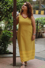 Mili | Sleeveless Dress | Ochre Checks