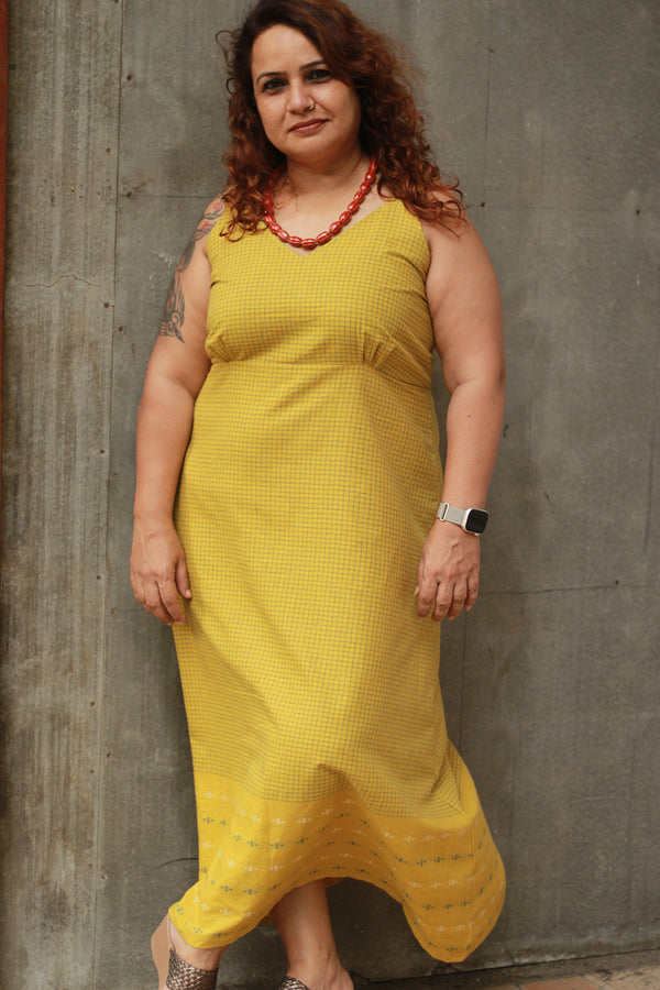 Mili | Sleeveless Dress | Ochre Checks