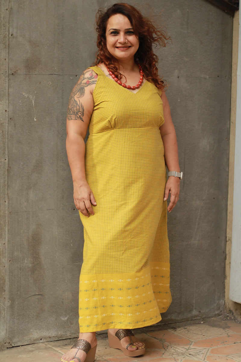 Mili | Sleeveless Dress | Ochre Checks