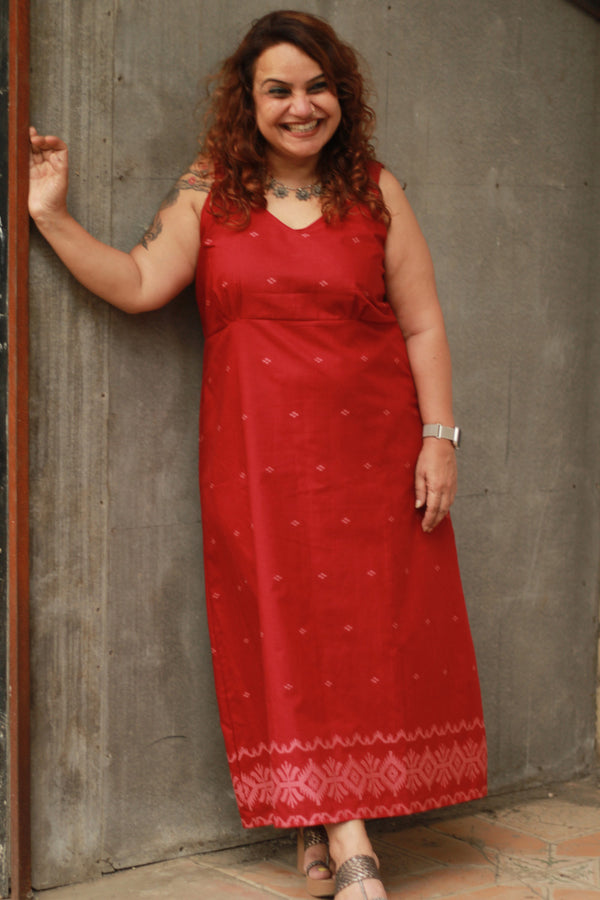 Mili | Sleeveless Dress | Madder Jamdani