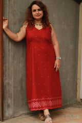 Mili | Sleeveless Dress | Madder Jamdani