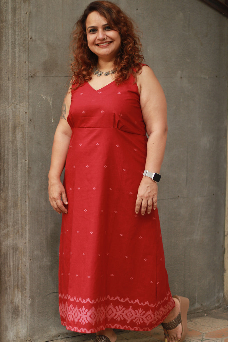 Mili | Sleeveless Dress | Madder Jamdani