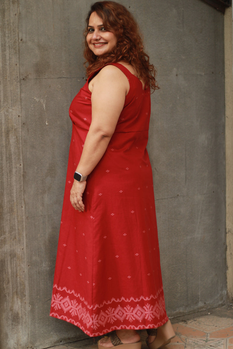 Mili | Sleeveless Dress | Madder Jamdani