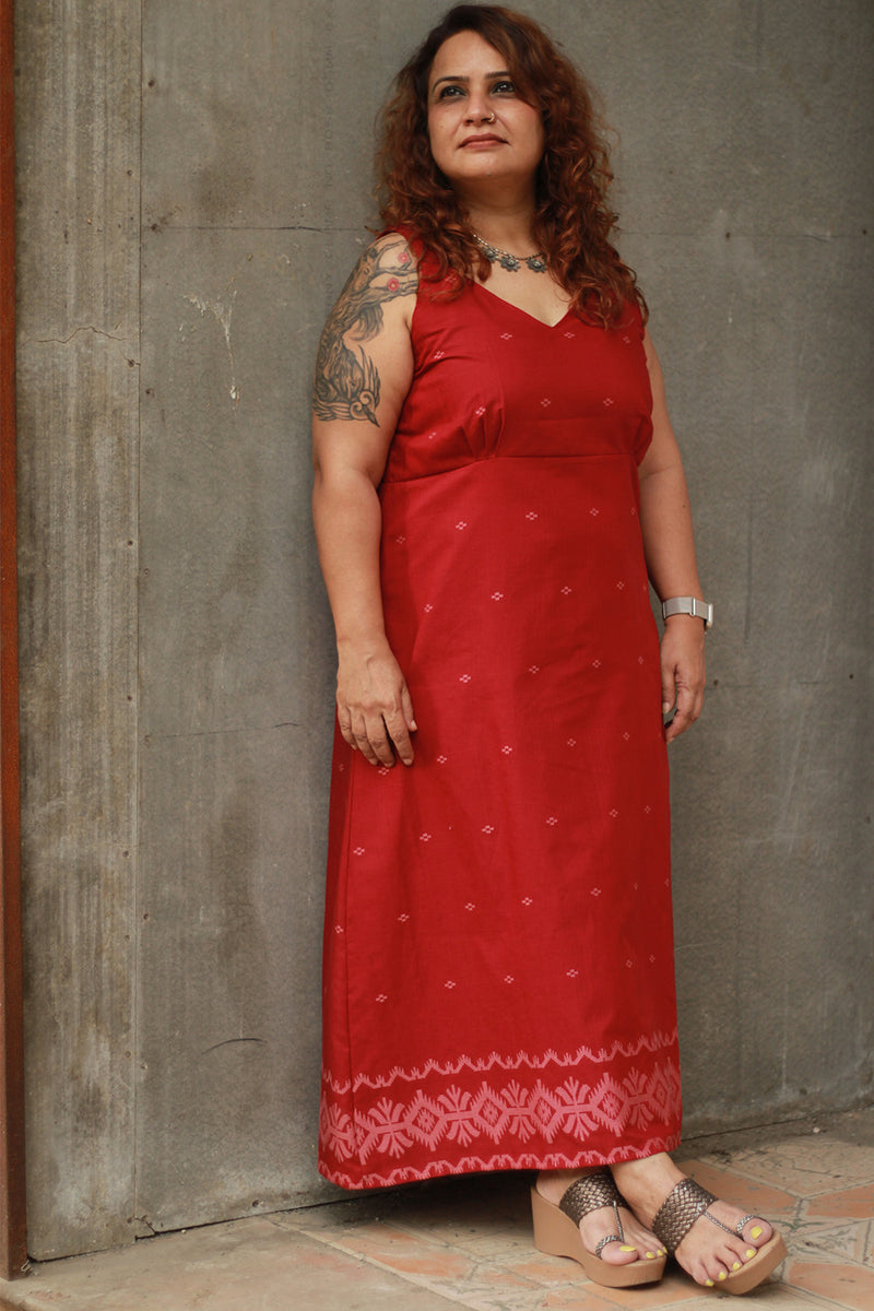 Mili | Sleeveless Dress | Madder Jamdani