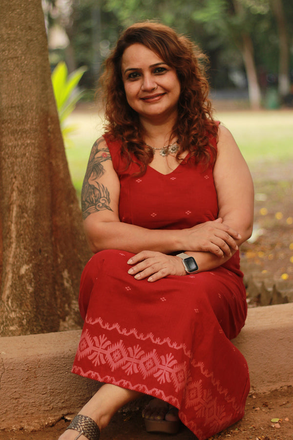 Mili | Sleeveless Dress | Madder Jamdani