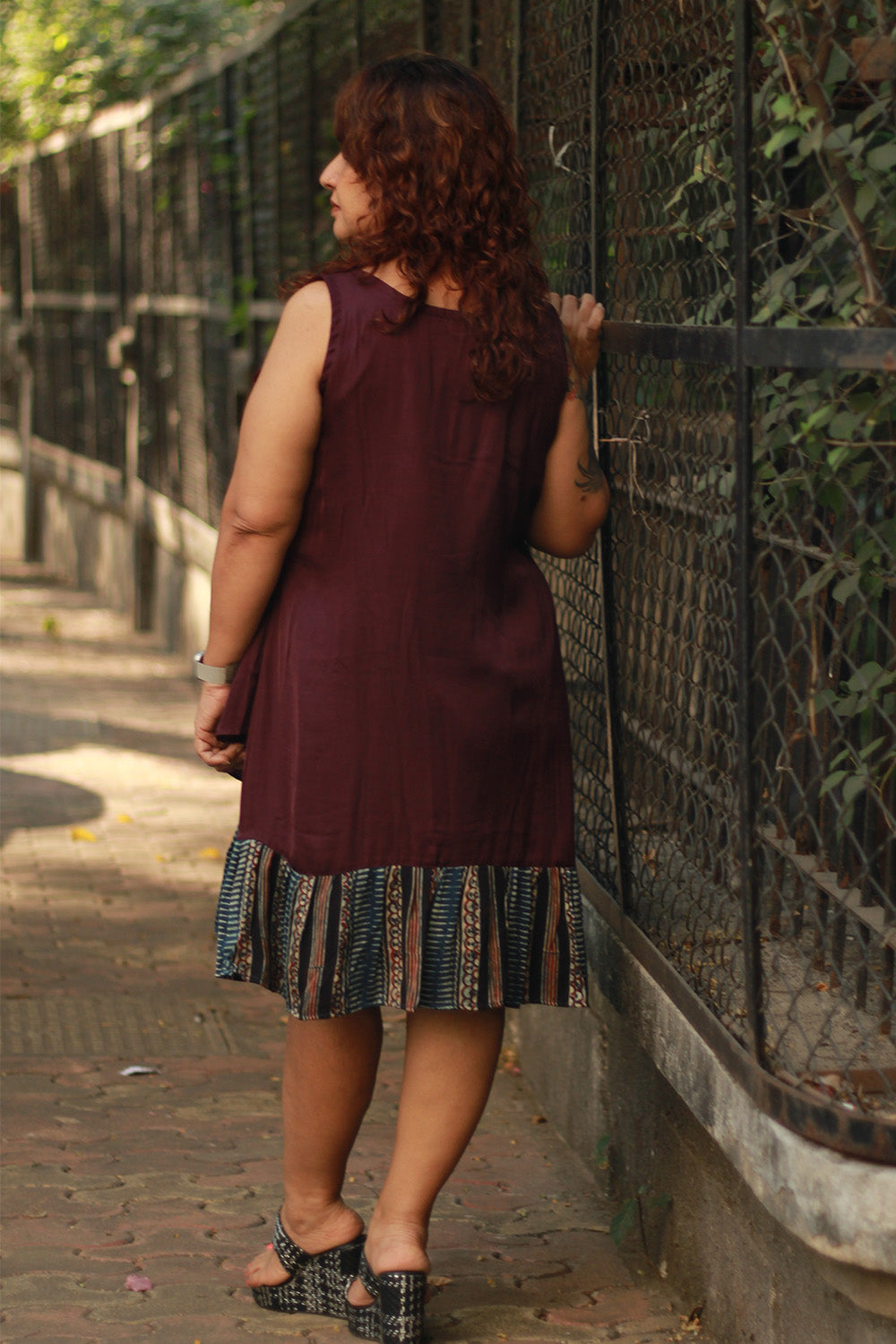 Manchali | Modal Frilled Dress | Shiraz & Striped Ajrakh