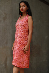Noor | Sleeveless Modal Dress | Peach Vanaspati