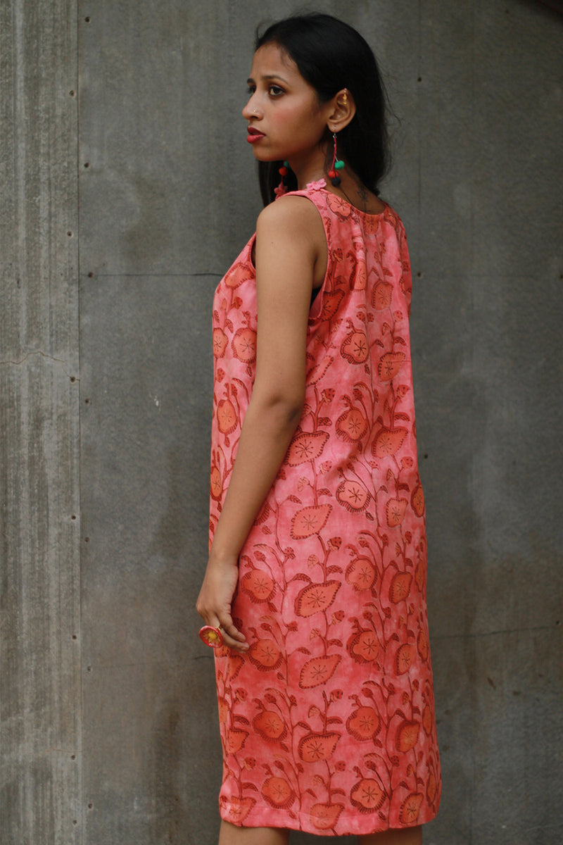 Noor | Sleeveless Modal Dress | Peach Vanaspati