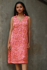 Noor | Sleeveless Modal Dress | Peach Vanaspati