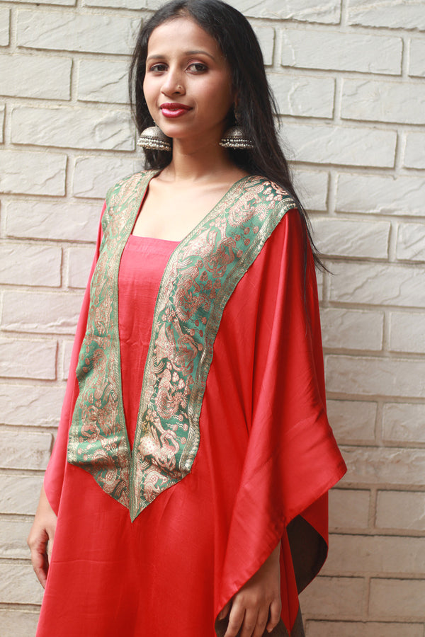 Banarasi Sitaara | Modal Silk Kaftan | Rouge