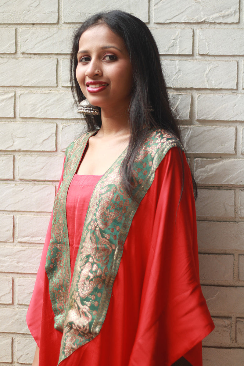 Banarasi Sitaara | Modal Silk Kaftan | Rouge