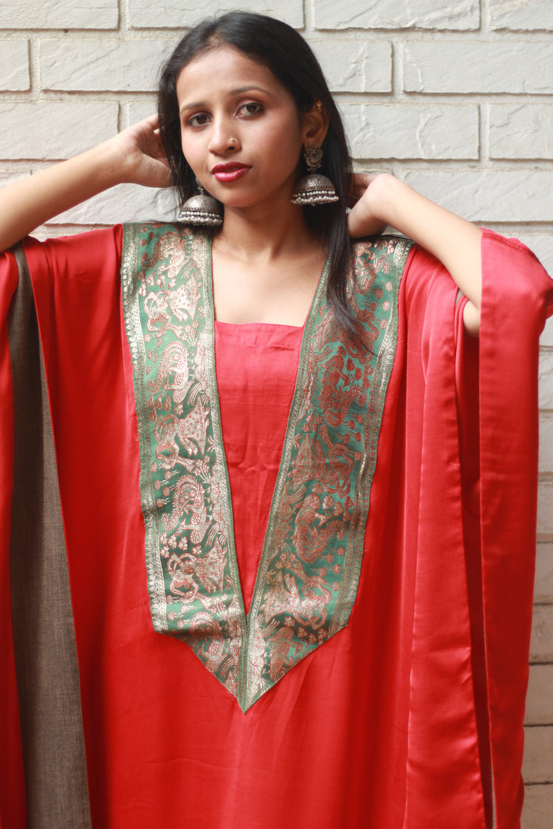 Banarasi Sitaara | Modal Silk Kaftan | Rouge