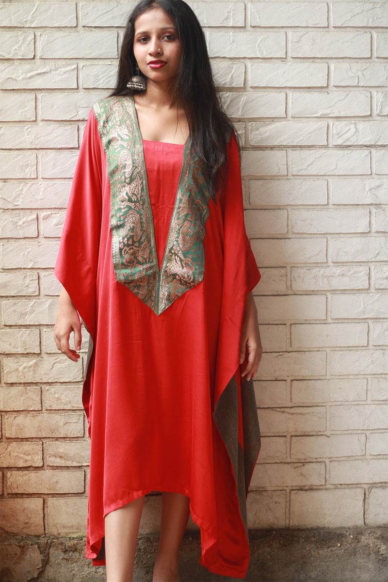 Banarasi Sitaara | Modal Silk Kaftan | Rouge