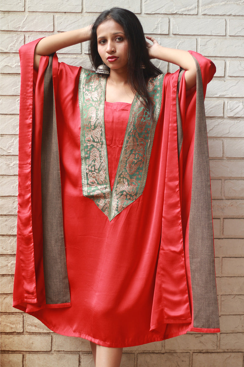 Banarasi Sitaara | Modal Silk Kaftan | Rouge