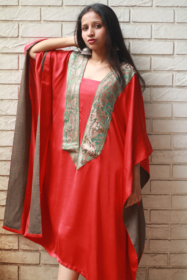 Banarasi Sitaara | Modal Silk Kaftan | Rouge