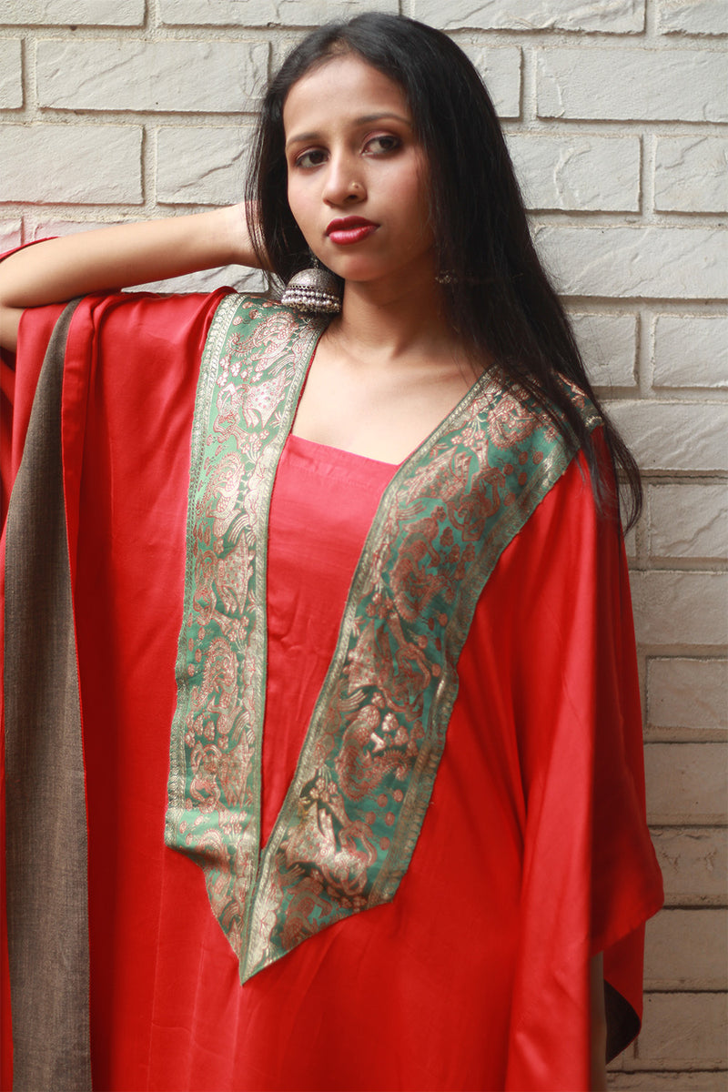 Banarasi Sitaara | Modal Silk Kaftan | Rouge