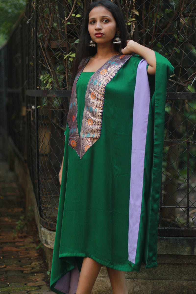 Banarasi Sitaara | Modal Silk Kaftan | Green
