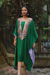 Banarasi Sitaara | Modal Silk Kaftan | Green