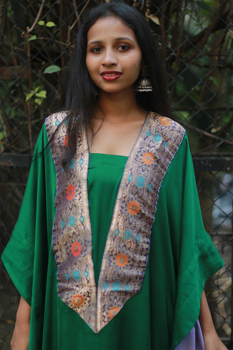 Banarasi Sitaara | Modal Silk Kaftan | Green