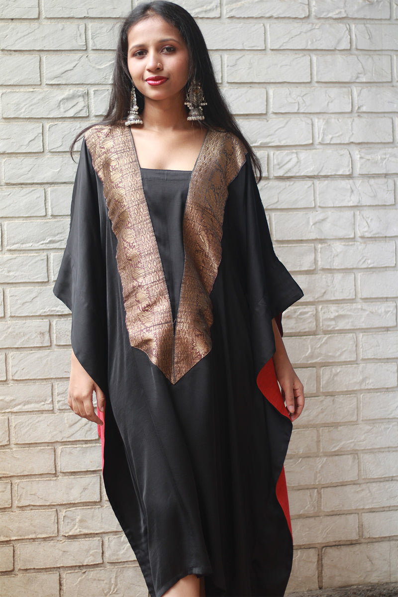 Banarasi Sitaara | Modal Silk Kaftan | Noir