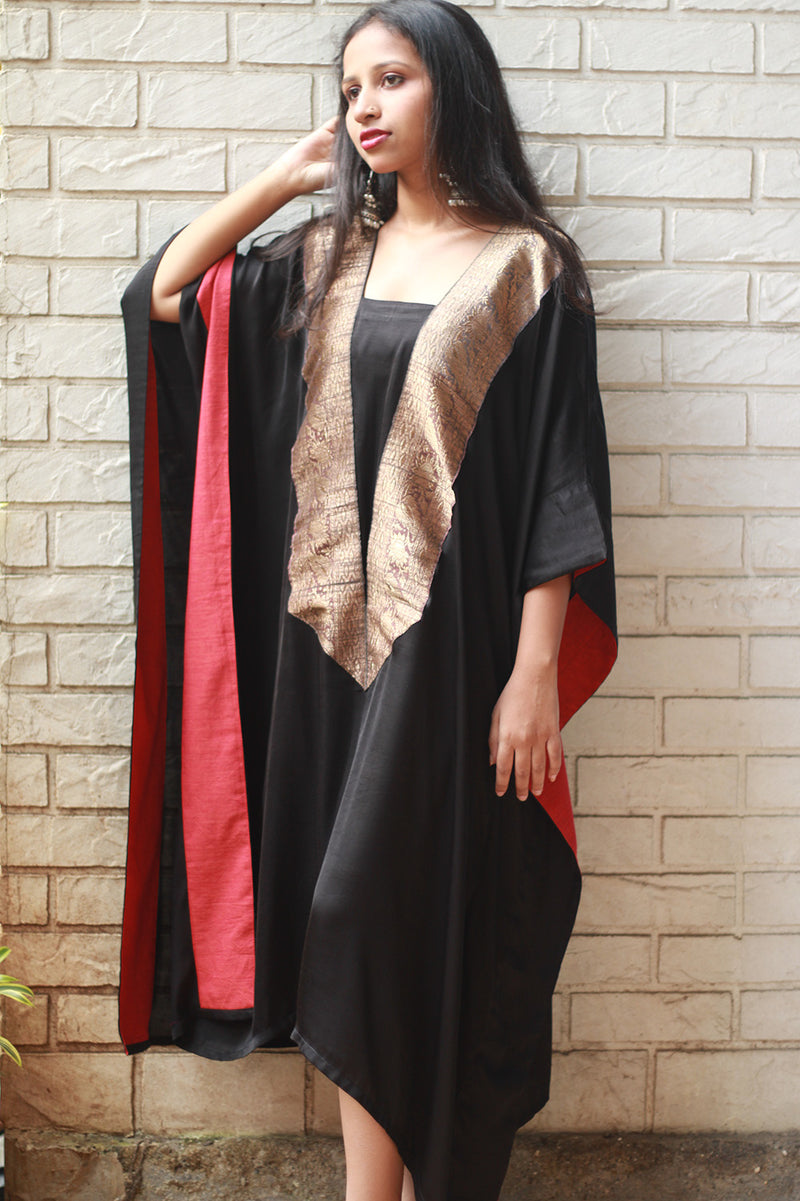 Banarasi Sitaara | Modal Silk Kaftan | Noir