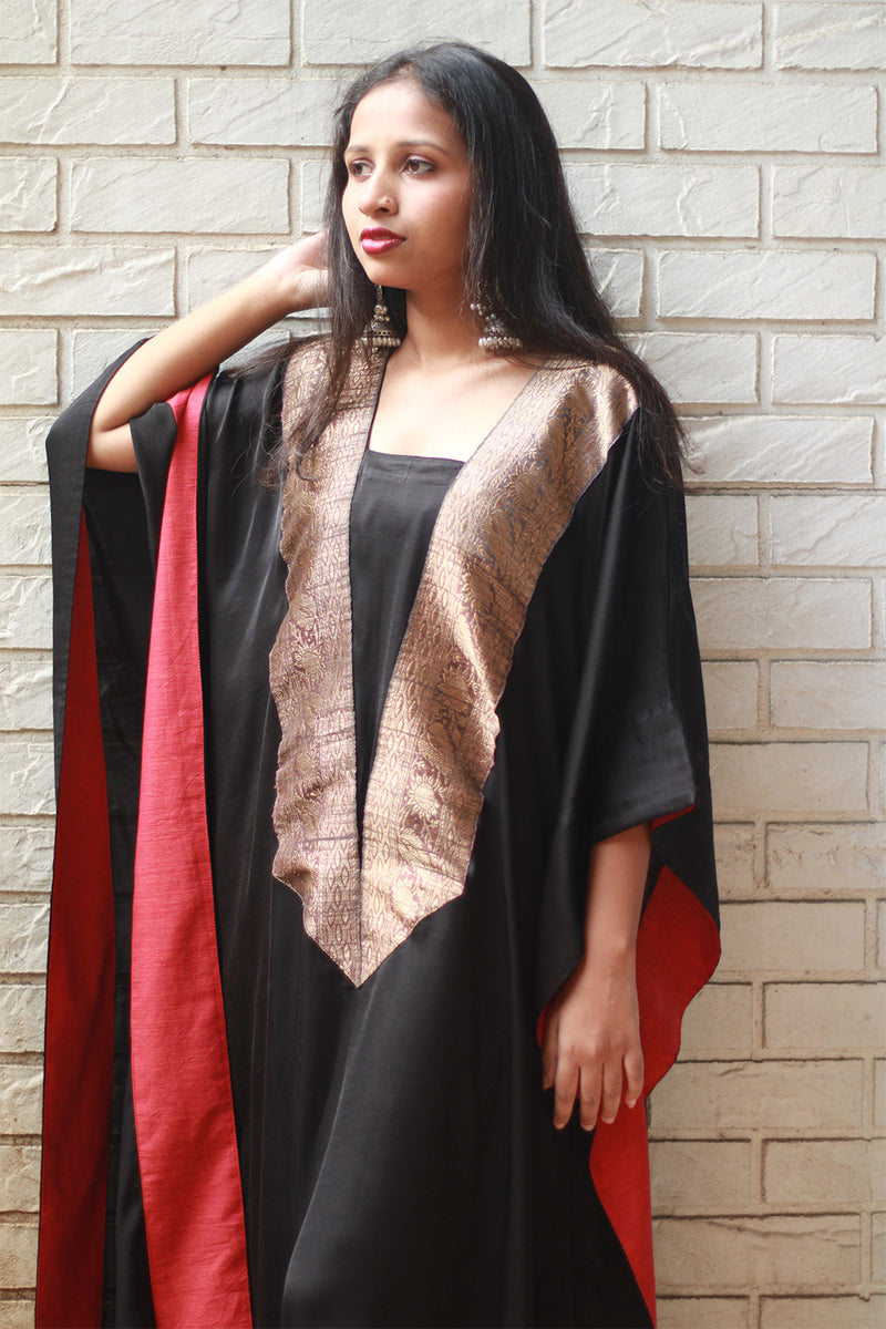 Banarasi Sitaara | Modal Silk Kaftan | Noir