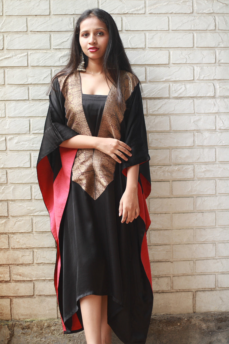 Banarasi Sitaara | Modal Silk Kaftan | Noir