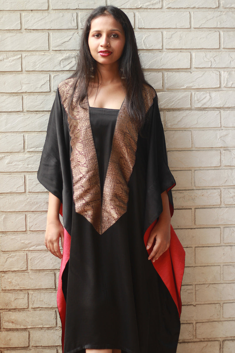 Banarasi Sitaara | Modal Silk Kaftan | Noir