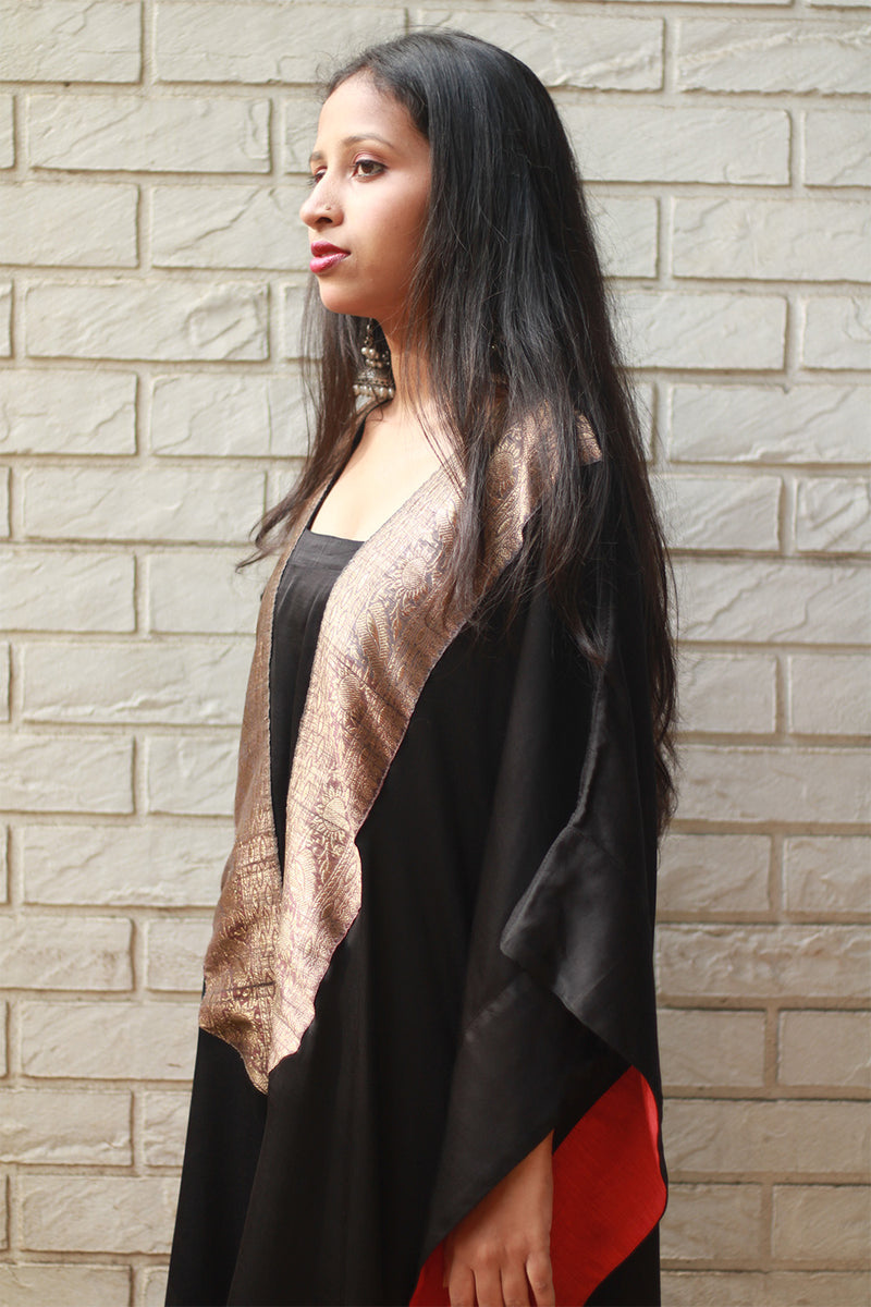 Banarasi Sitaara | Modal Silk Kaftan | Noir