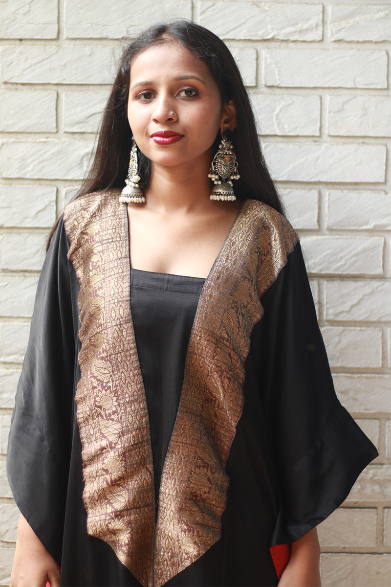 Banarasi Sitaara | Modal Silk Kaftan | Noir