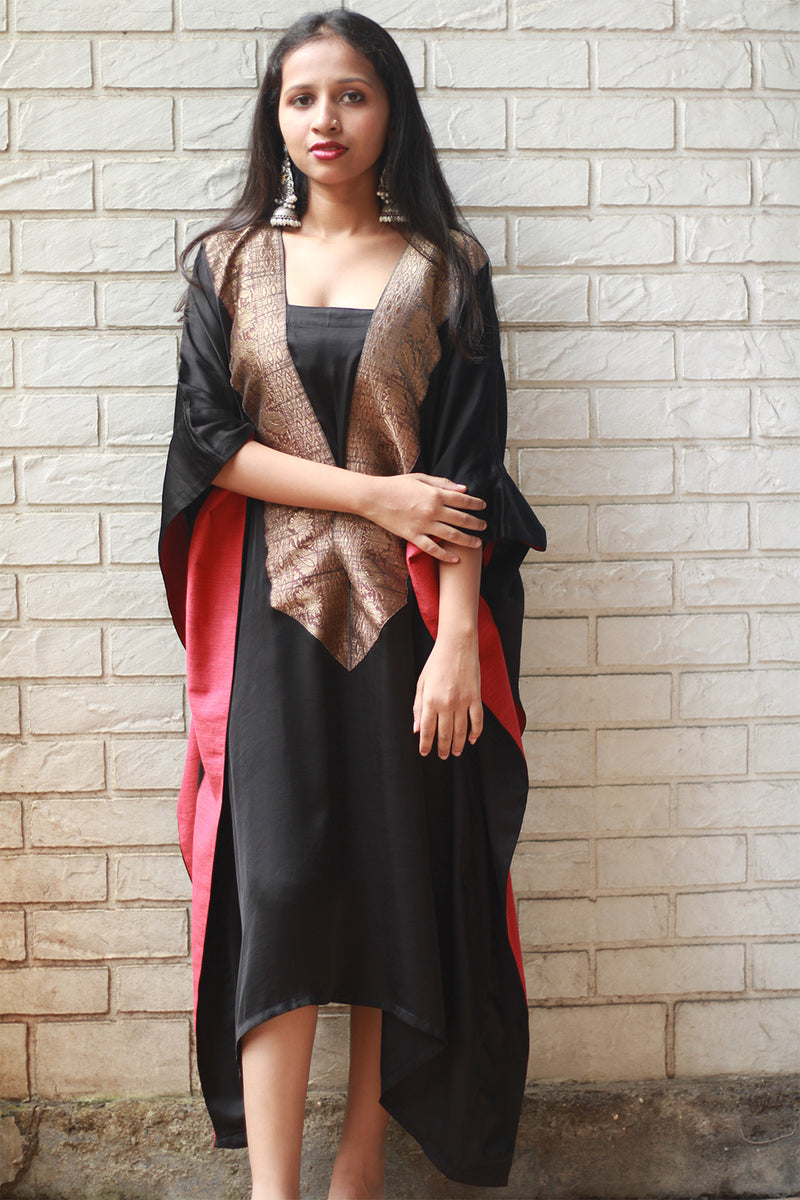 Banarasi Sitaara | Modal Silk Kaftan | Noir