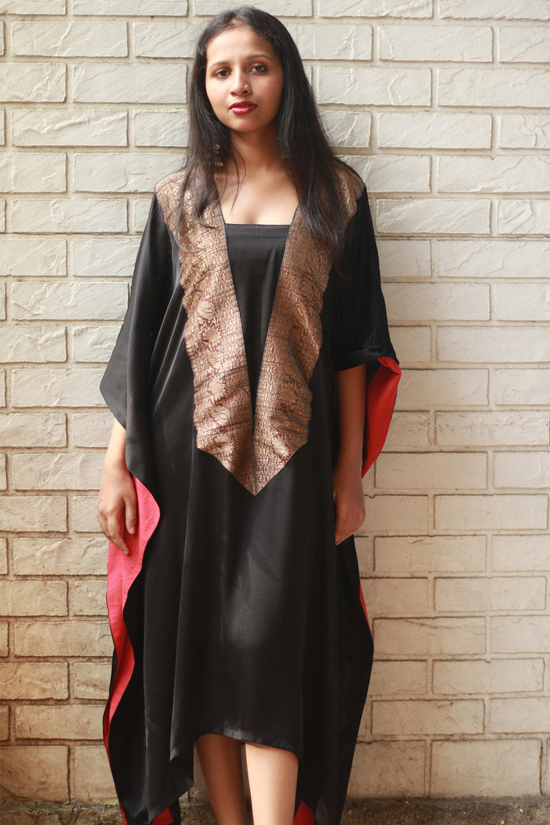 Banarasi Sitaara | Modal Silk Kaftan | Noir