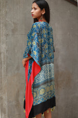 Banjara Sitaara | Modal Silk Kaftan | Sea Green Ajrakh