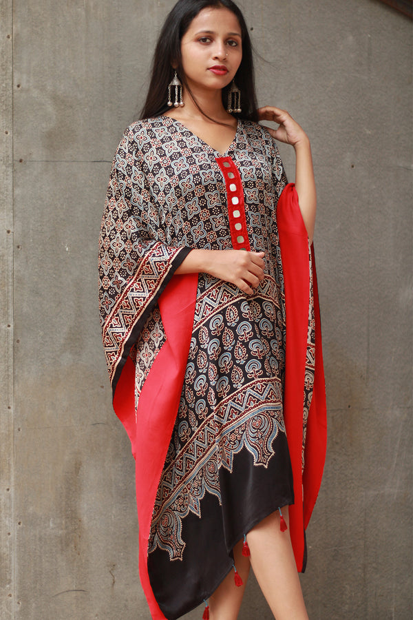 Banjara Sitaara | Modal Silk Kaftan | Noir Prakriti Ajrakh