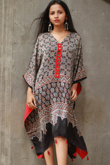 Banjara Sitaara | Modal Silk Kaftan | Noir Prakriti Ajrakh