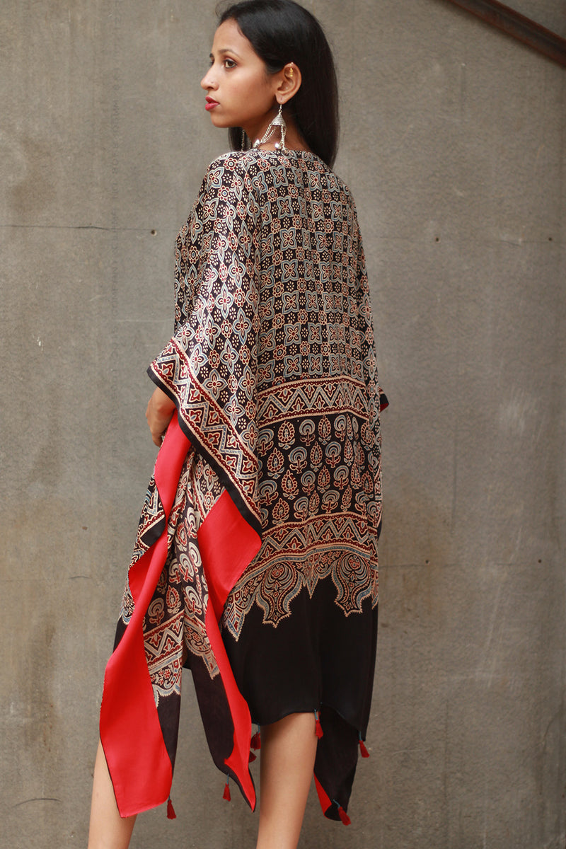 Banjara Sitaara | Modal Silk Kaftan | Noir Prakriti Ajrakh