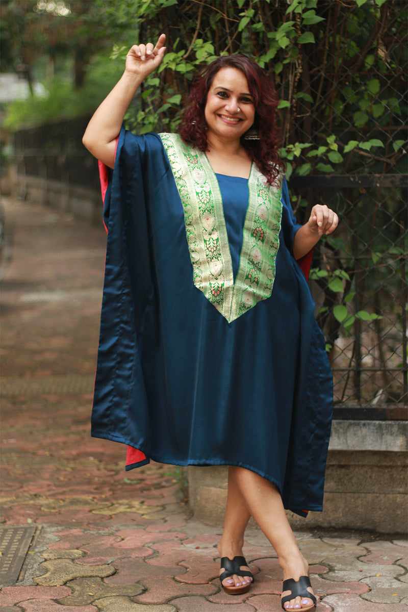 Banarasi Sitaara | Modal Silk Kaftan | Blue