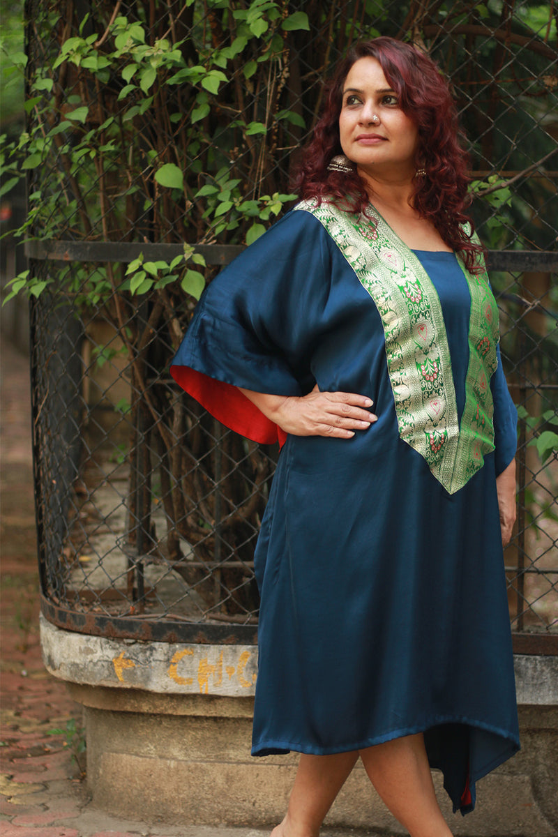 Banarasi Sitaara | Modal Silk Kaftan | Blue