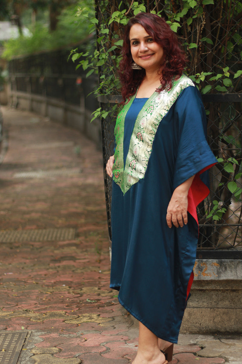 Banarasi Sitaara | Modal Silk Kaftan | Blue