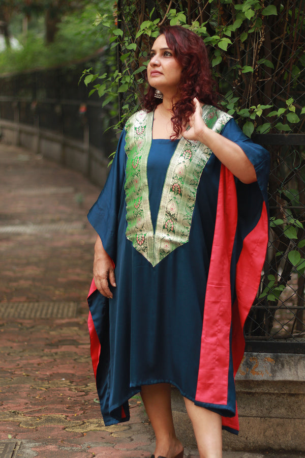 Banarasi Sitaara | Modal Silk Kaftan | Blue