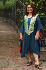 Banarasi Sitaara | Modal Silk Kaftan | Blue