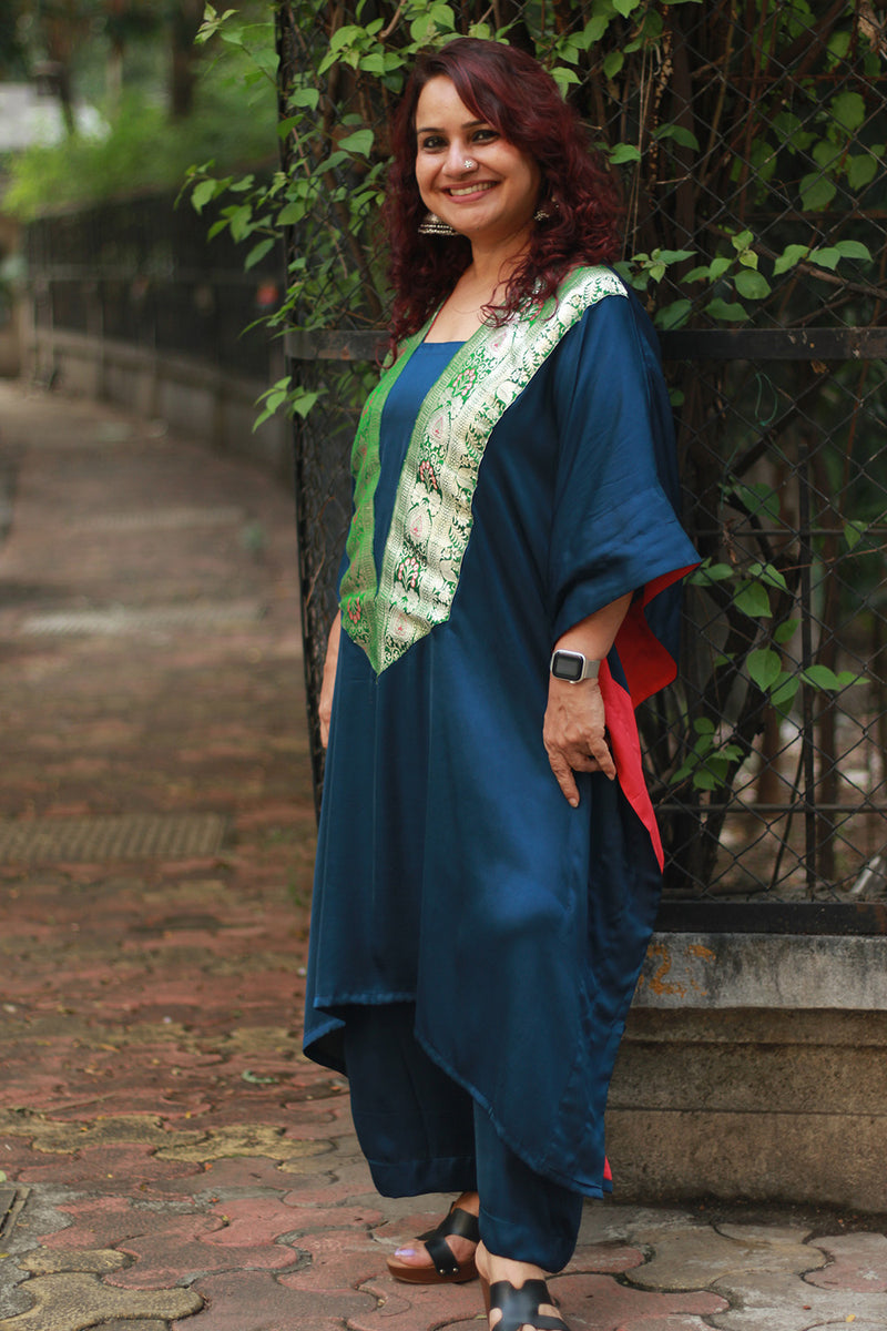Banarasi Sitaara | Modal Silk Kaftan | Blue