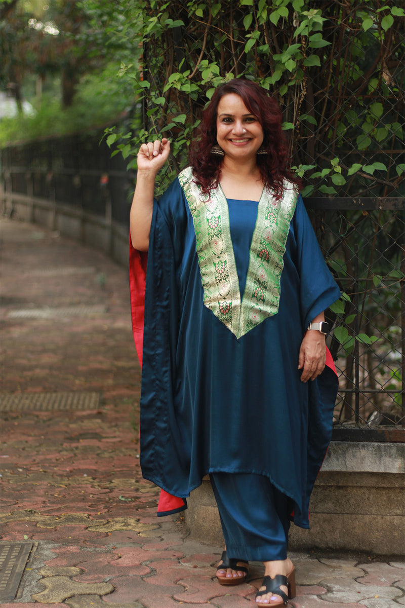 Banarasi Sitaara | Modal Silk Kaftan | Blue
