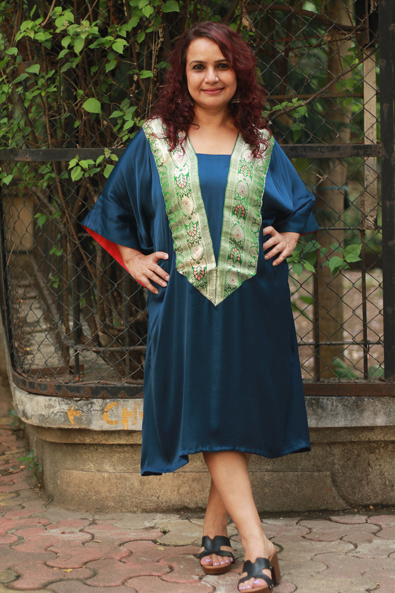 Banarasi Sitaara | Modal Silk Kaftan | Blue