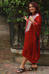 Banarasi Sitaara | Modal Silk Kaftan | Maroon