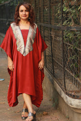 Banarasi Sitaara | Modal Silk Kaftan | Rouge