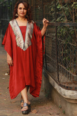 Banarasi Sitaara | Modal Silk Kaftan | Rouge