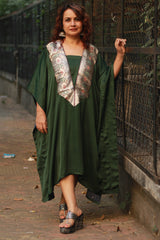 Banarasi Sitaara | Modal Silk Kaftan | Green